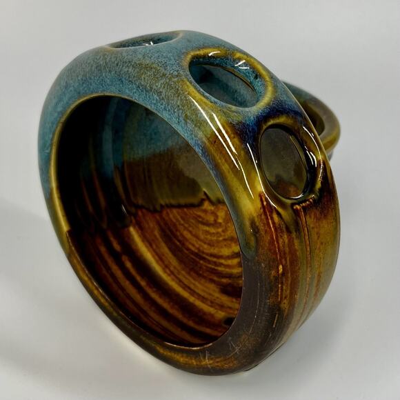 Studio Art Pottery Toothbrush Holder Blue Glaze Nick Molatore Portland Oregon - Picture 5 of 8